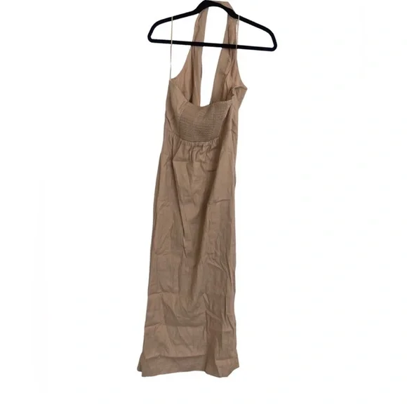 Anthropologie By Anthropologie Halter Utility Midi Dress Cream Tan Size M NEW - Picture 8 of 10